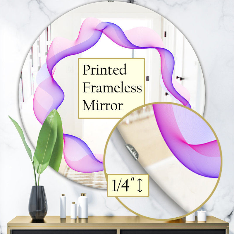 Abstrait rond mauve - Miroir moderne - Miroir mural contemporain, H 23,6 po x l 23,6 po