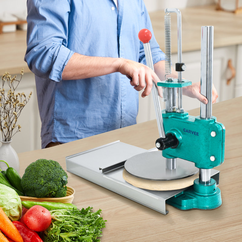 Machine à presser la pizza manuelle, presse à pizza domestique de 9,5 pouces, machine à pâte manuelle pour tartes à la main, pain de viande, petits pains avec épaisseur réglable