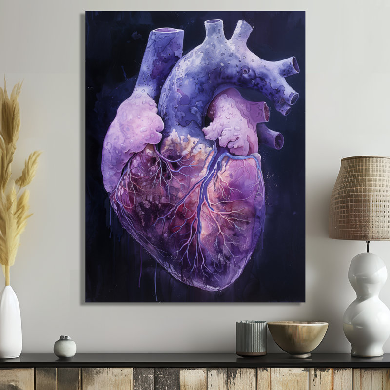  «Abstract Heart Purple Scenery», reproduction d'art abstrait, Toile tendue, H 16 po x l 32 po