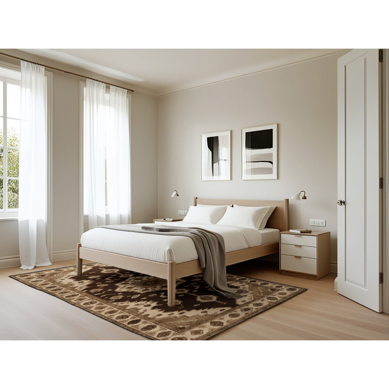 Tapis brun lavable à la machine, Rectangle 5 pi x 7 pi