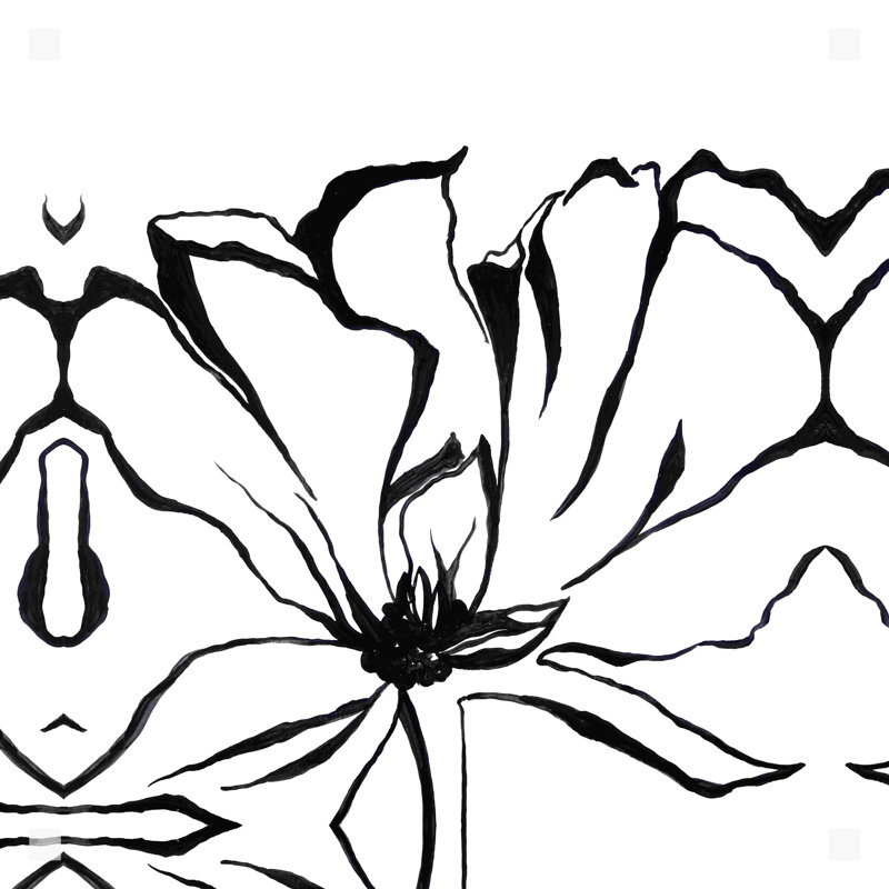 «Black and White Floral 2», reproduction sur toile tendue, H 36 po x l 36 po