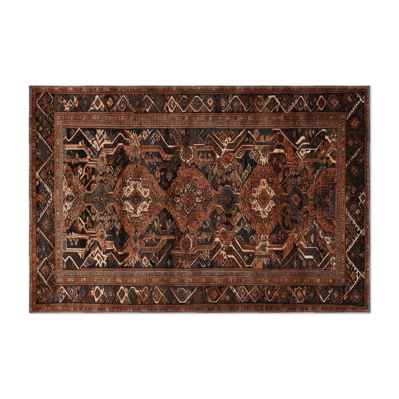 Tapis turc intérieur et extérieur noir, Rond 5 pi