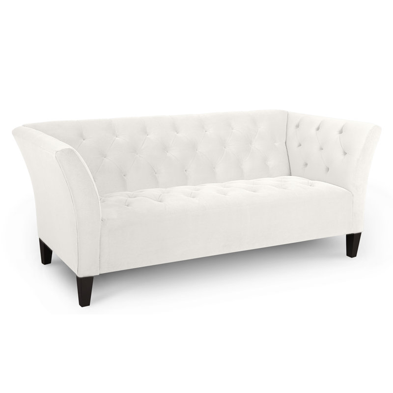 Carruth Upholstered 76'' Sofa, Bella White Performance Velvet