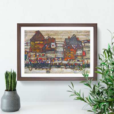 Houses with Laundry by Egon Schiele - Picture Frame Painting