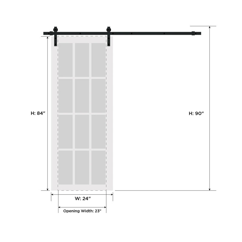 Porte standard en verre givré Mela, 24 po x 84 po