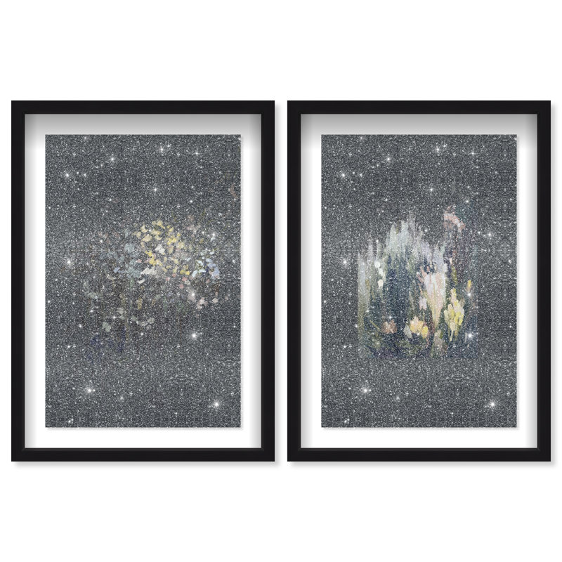 Midnight Flora Set Shadowbox Floral & Botanical Print by Oliver Gal, Black Frame, 10 x 15, 21.5"H x 31.5"W, Black Shadowbox