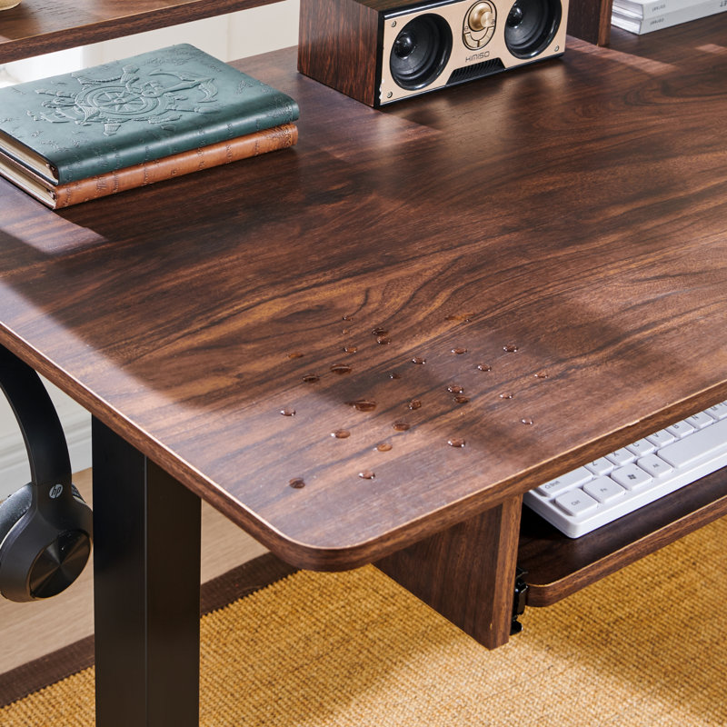 75" L-shaped Electric Standing Desk With Smart Hub & Height-adjustable Design, Dark Walnut/Black