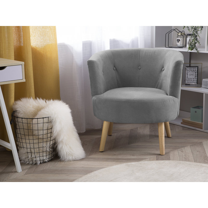 Sera Upholstered Barrel Chair, Grey