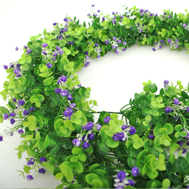6' Artificial Eucalyptus Garland With Purple Gypsophila