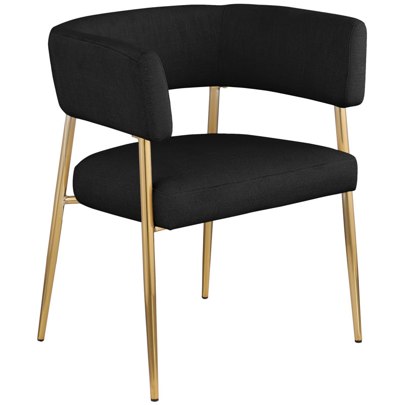 Kleanthi Linen Textured Fabric Dining Chair, Black Linen Textured Fabric