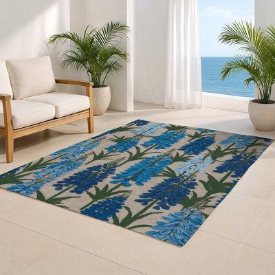 Tapis bleu intérieur et extérieur Botanical