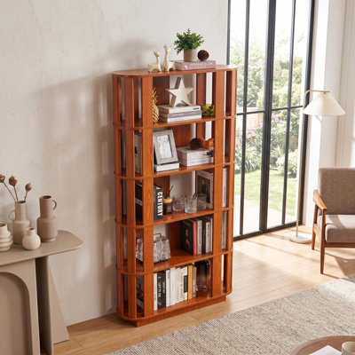 Bibliothèque ovale à 5 niveaux avec tablettes ouvertes