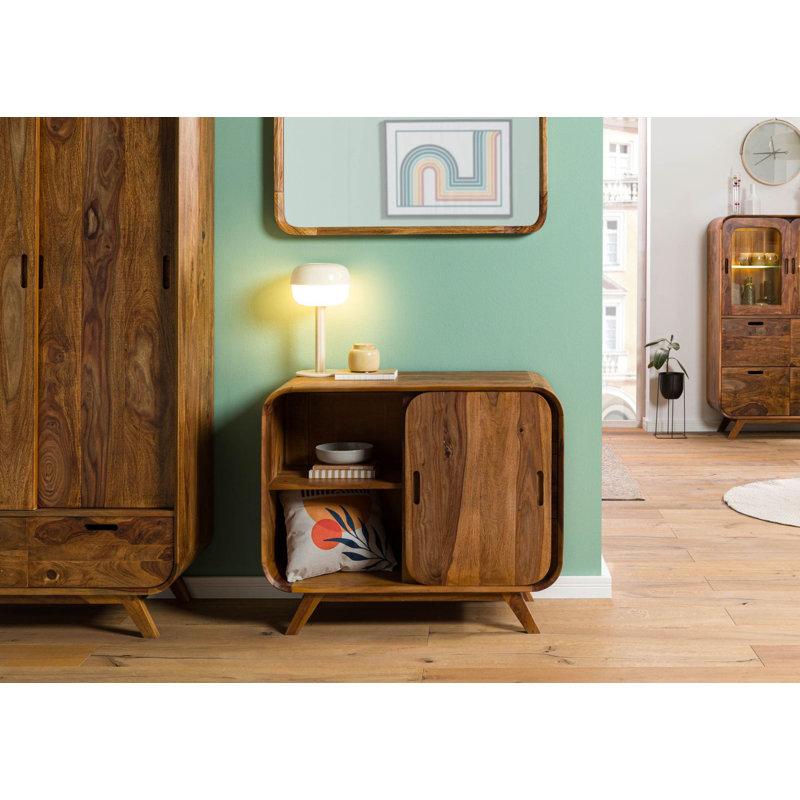 90cm Solid Wood Sideboard, Light Brown