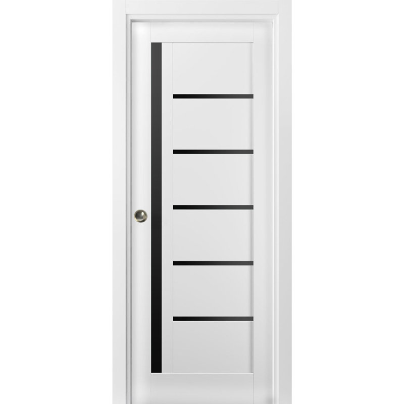 Porte française en verre givré Quadro, 32 po x 80 po, Blanc