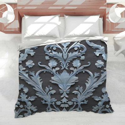 Blue Floral Damask Comforter