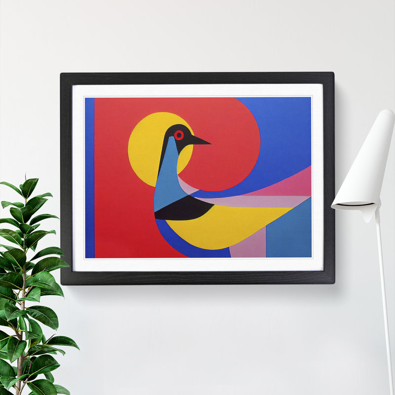 Dove Bird Abstract Vol.2 - Single Picture Frame Print, Black, 34cm H x 46cm W