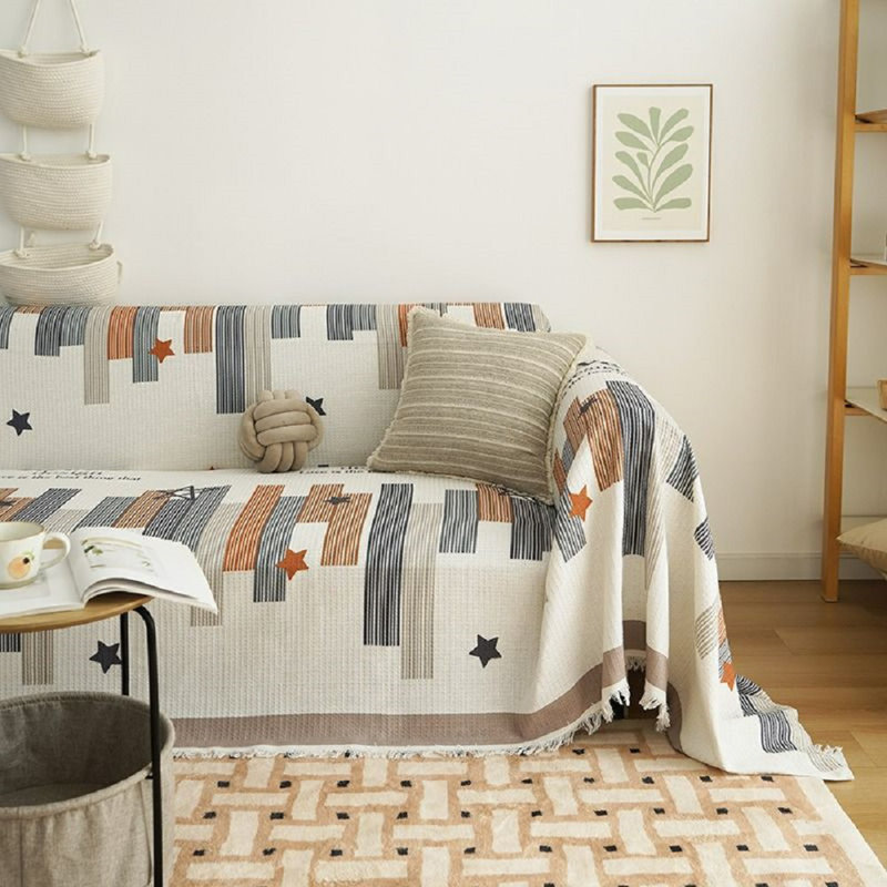 Housse de canapé à rayures à motif géométrique Housse de protection pour canapé, H 71 po x l 134 po x P 0,1 po