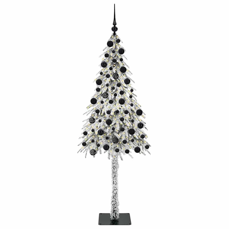 Christmas Tree with 150 LEDs PE and Steel, Black, 6.89' H