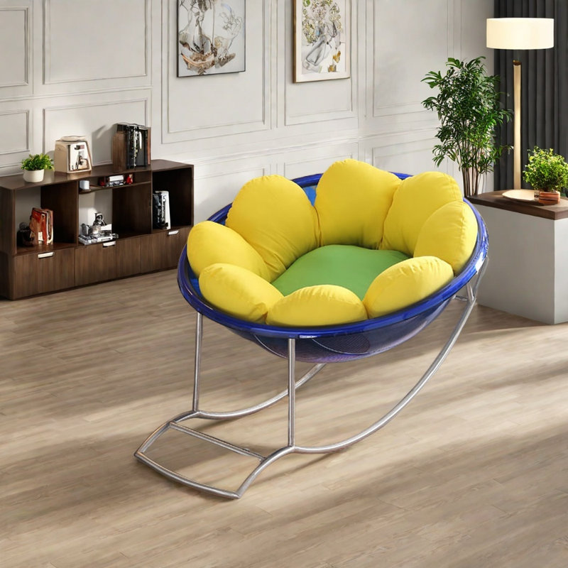 Chaise berçante confortable à la mode, Jaune, Argent argent