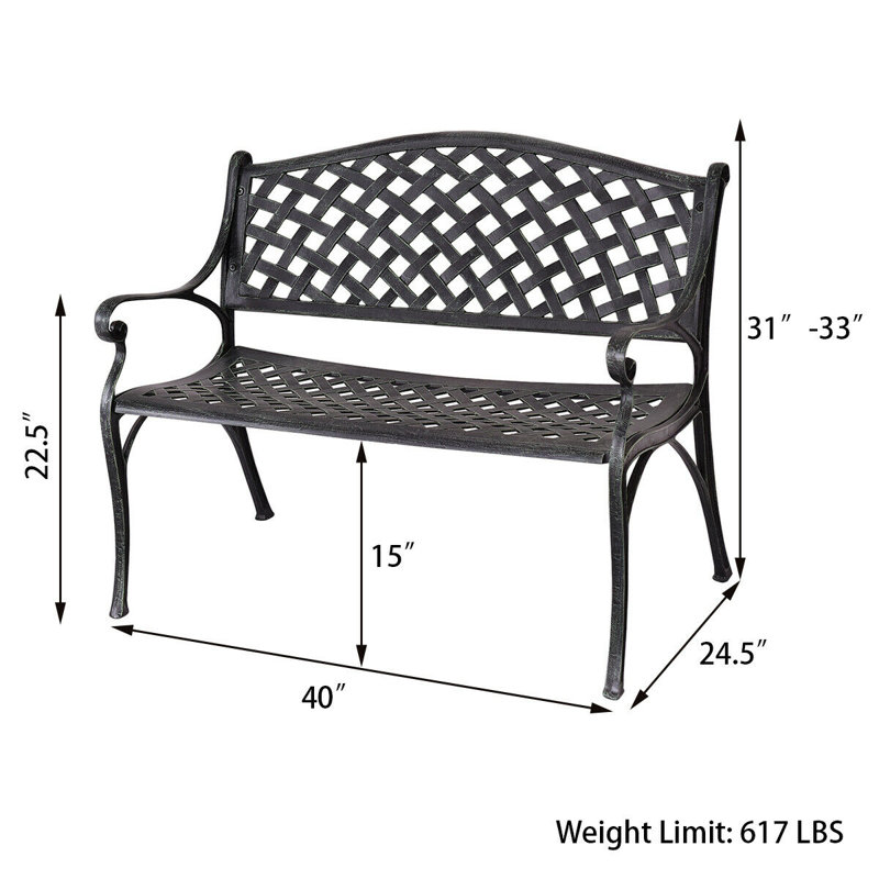 Banc de jardin en aluminium Cherwell, Gris foncé