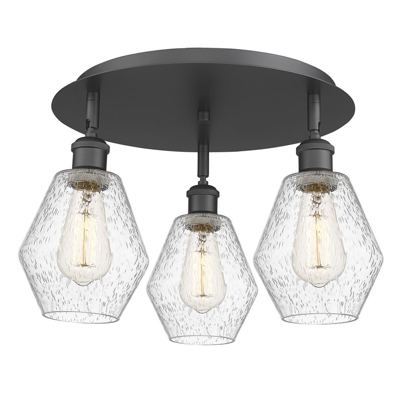 Amylea Glass Flush Mount, Seedy, Matte Black