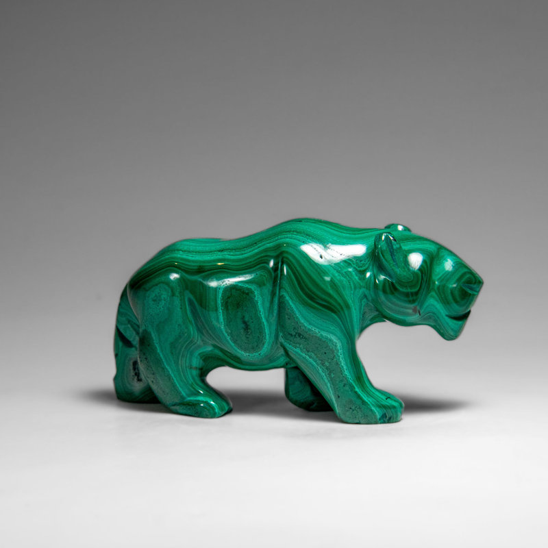 Genuine Polished Malachite Panther Carving (242.2 Grams)