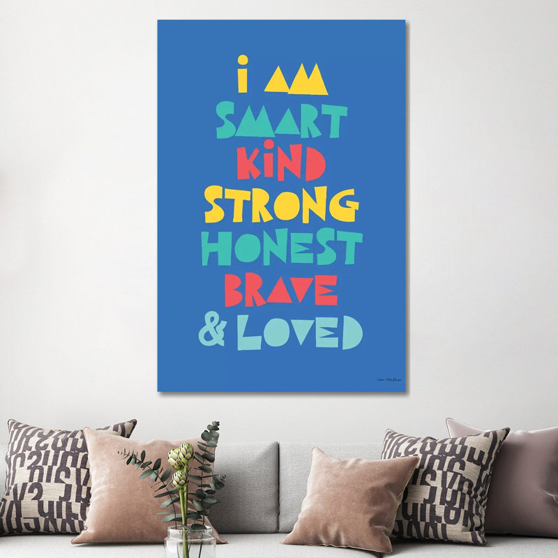 «I Am Smart…» par Seven Trees Design - impression d'art textuel, H 60 po x l 40po x P 1,5 po, Pas de tapis, Toile tendue