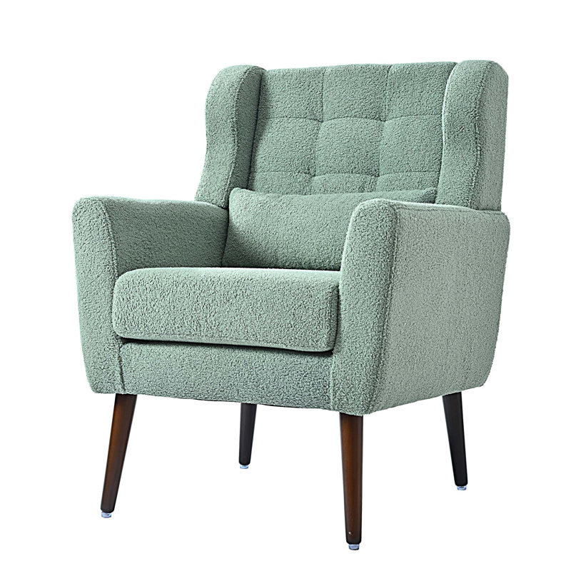 Chaise d'appoint rembourrée Modern, Marron clair, Vert clair