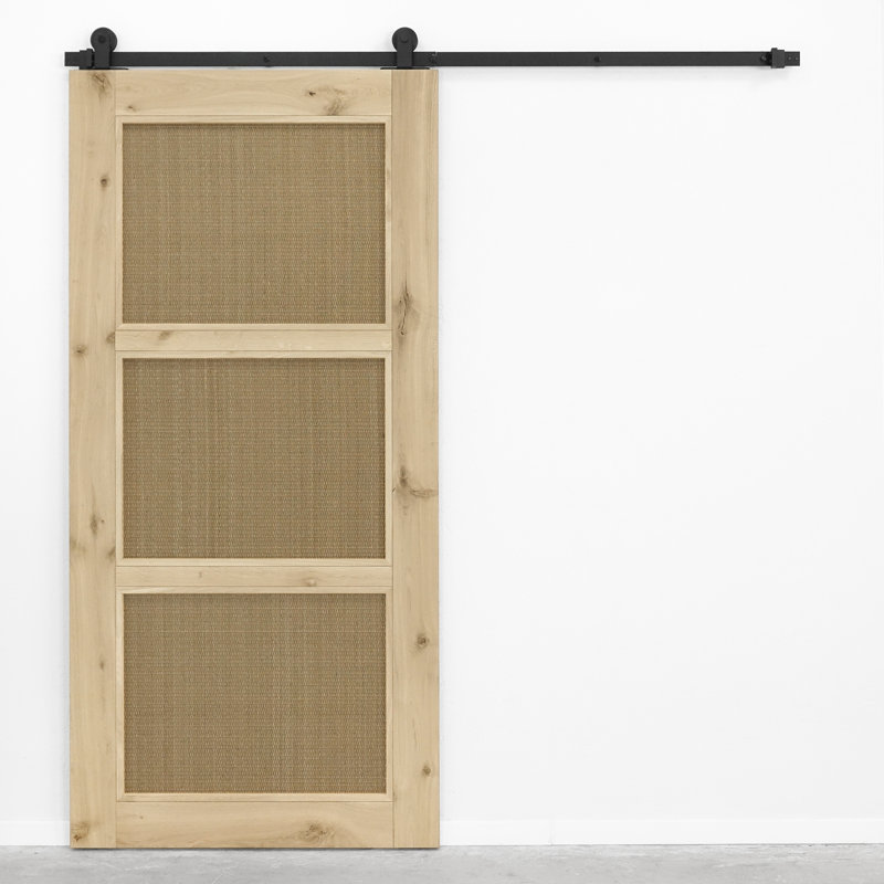 Amariae Oak with Rattan Barn Door, Unfinished