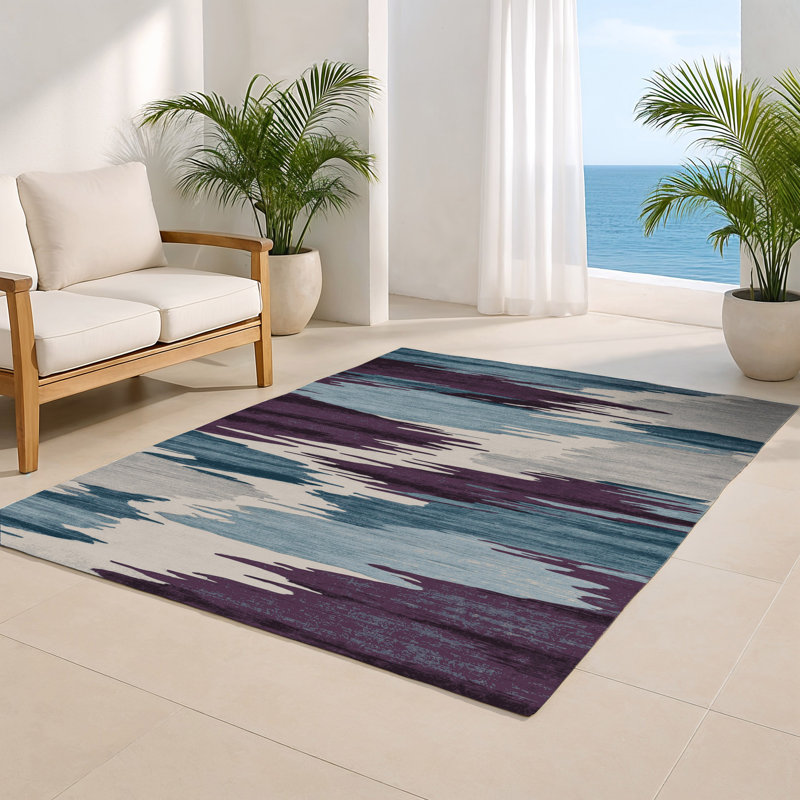 Tapis intérieur et extérieur gris Watercolor, Rectangulaire 3 pi x 5 pi