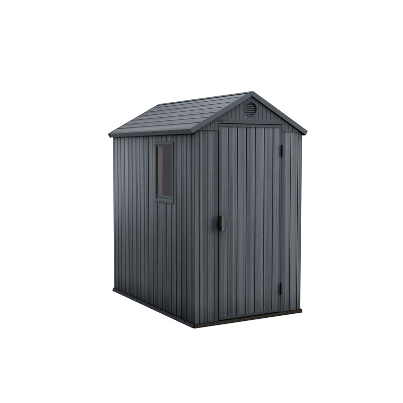 Darwin 4 ft. W x 6 ft. D Durable Resin Outdoor Storage Shed With Floor and Window for Garden Patio Furniture and Tools, Grey