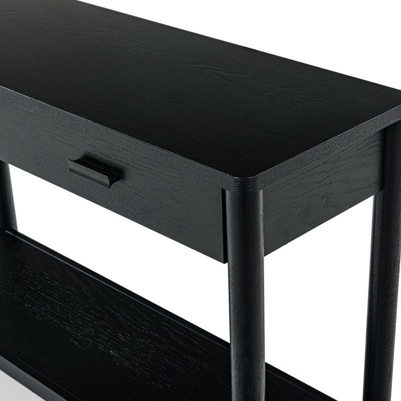 Jaylessa Black Wood and Metal Console Table with Storage