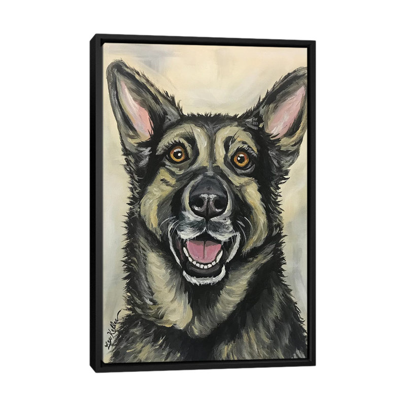 « german berger on crème », impression sur toile, H 26 po x l 18 po x P 1,5 po, Toile avec cadre noir