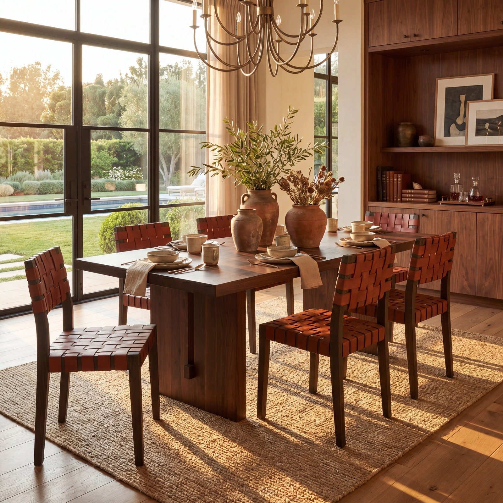 Stehouse Woven Leather Dining Chair, Natural