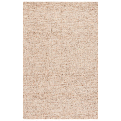 Abstract 175 Hand Tufted Wool; Cotton No Pattern Rug in Light Brown/Ivory