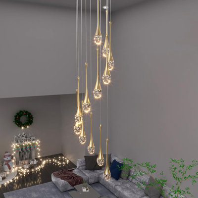 Natya 12 - Light Crystal Dimmable LED Teardrop Chandelier