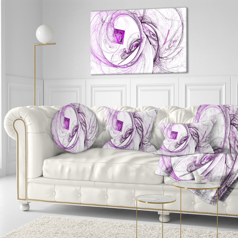 Billow Smoke - Coussin imprimé abstrait, Mauve / blanc