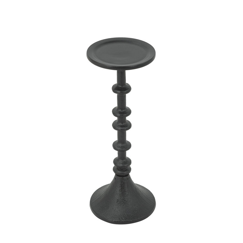 Decorative Black Iron Candle Holder with Spindle Design