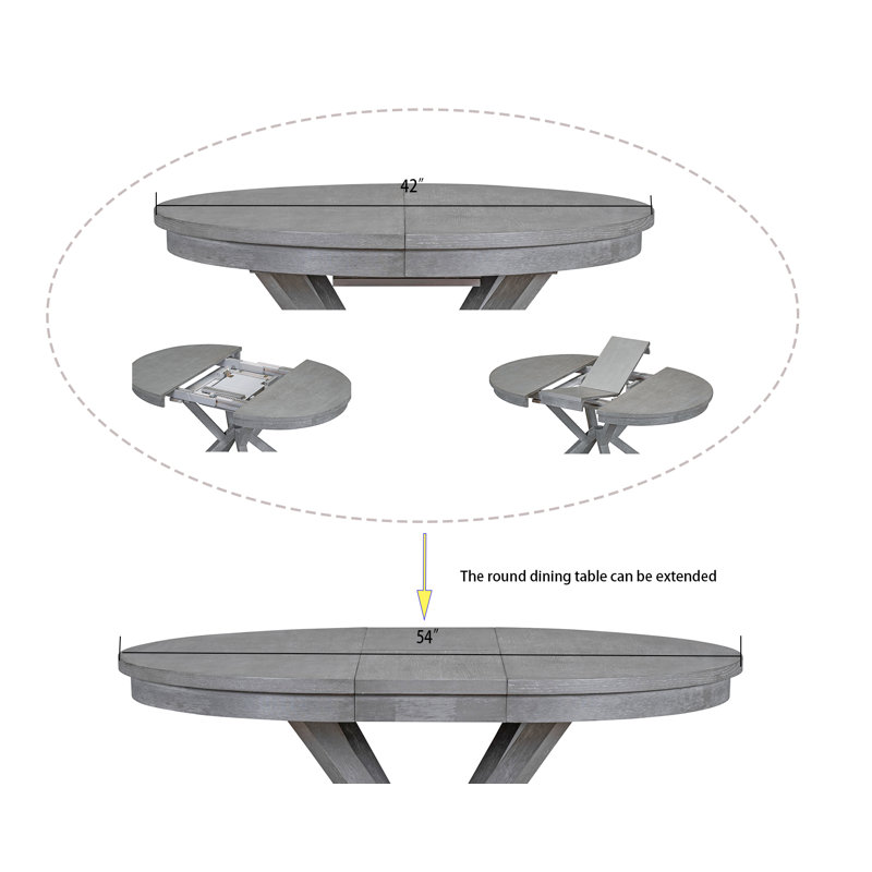 Ensemble de table de salle à manger extensible 5 pièces 5 pièces, Gris, Gris
