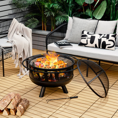 Round Iron Wood Burning Smokeless Fire Pit