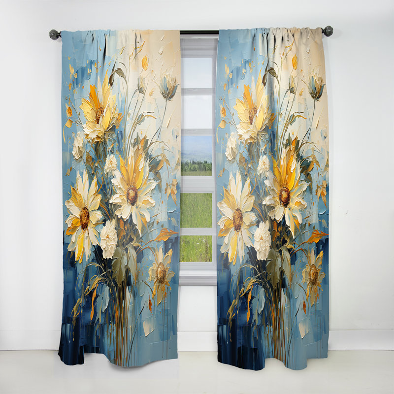 Armington Azure Fields Sunflowers - Sunflowers Curtain - Velvet Room Darkening - 1 panel, 52" W x 120" L