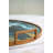 20.9X20.1X3.1" Round Accent Mirrored Tray With Blue And Gold Artisitic Pattern And Handles