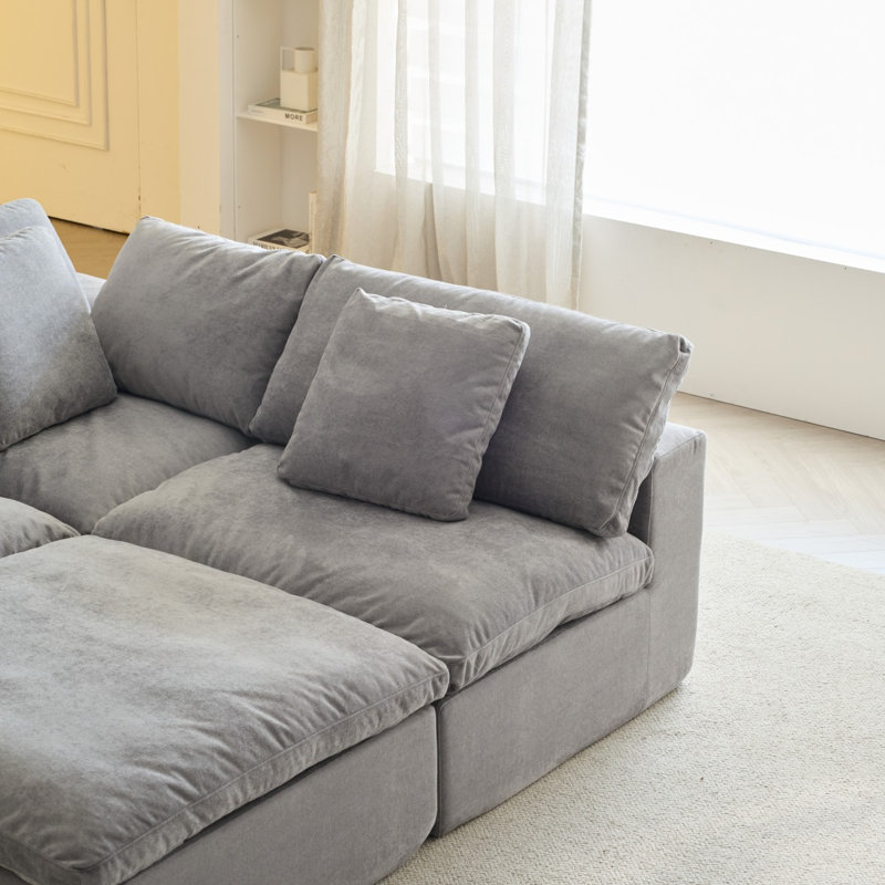 H-022-LEFT ARMREST-K3207-19 Compressed Compression Sofa, Gray