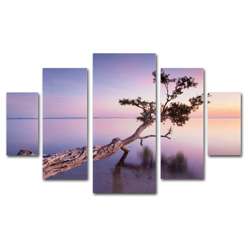 Arbre d’eau 5 pièces, ensemble de 5 reproductions de photos sur toile tendue, H 40 po x l 58 po x P 2 po