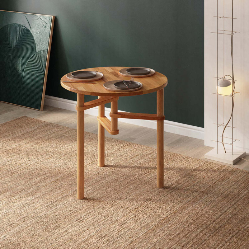 Table de salle à manger ronde Wise, table de cuisine moderne en bois de hêtre massif pour petits espaces
