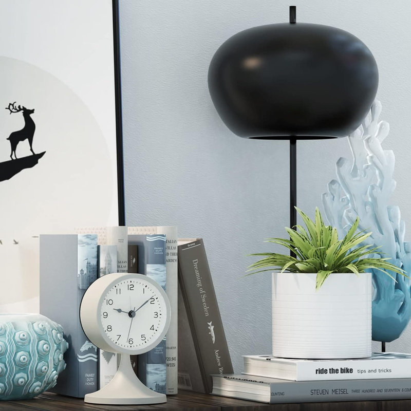 Analogue Electric Alarm Tabletop Clock, White