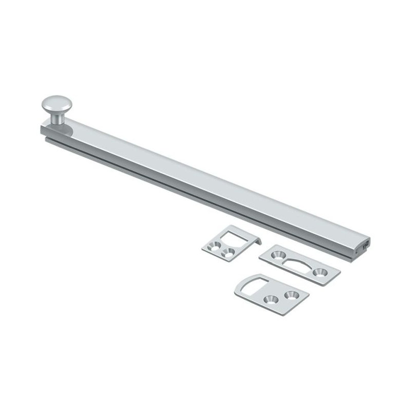 Brass Latch/Catch/Bolt, 1.9375" H x 8" W x 1.5625" D, Polished Chrome