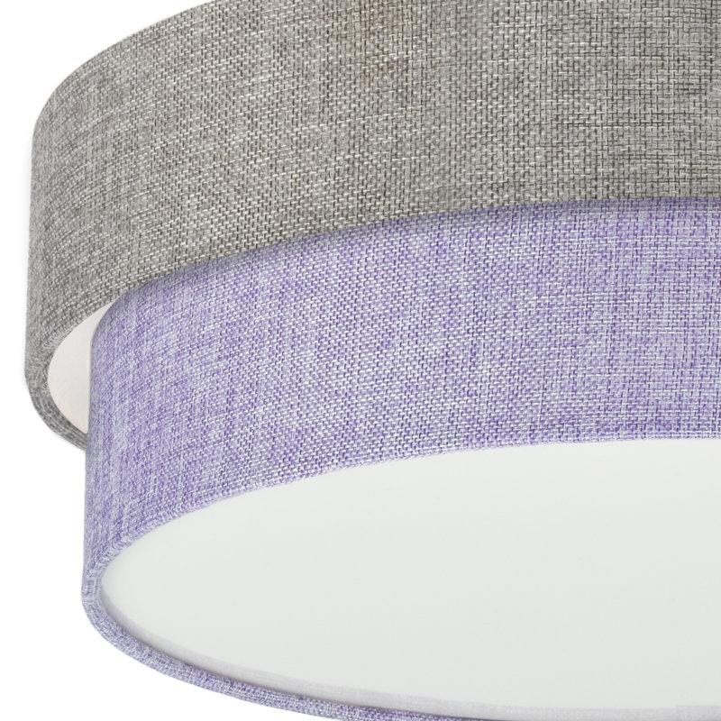 Avory Fabric Flush Mount, Silver Grey / Purple