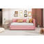 Lit de jour rembourré avec lit gigogne et structure de canapé-lit simple sans sommier, tissu en lin (rose)-10531106