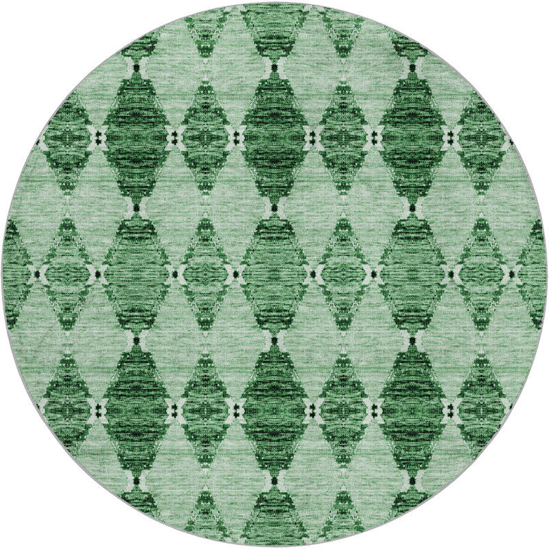Tapis marocain de qualité supérieure à poils longs Dream Shag ADS610, 8' Round, Emerald